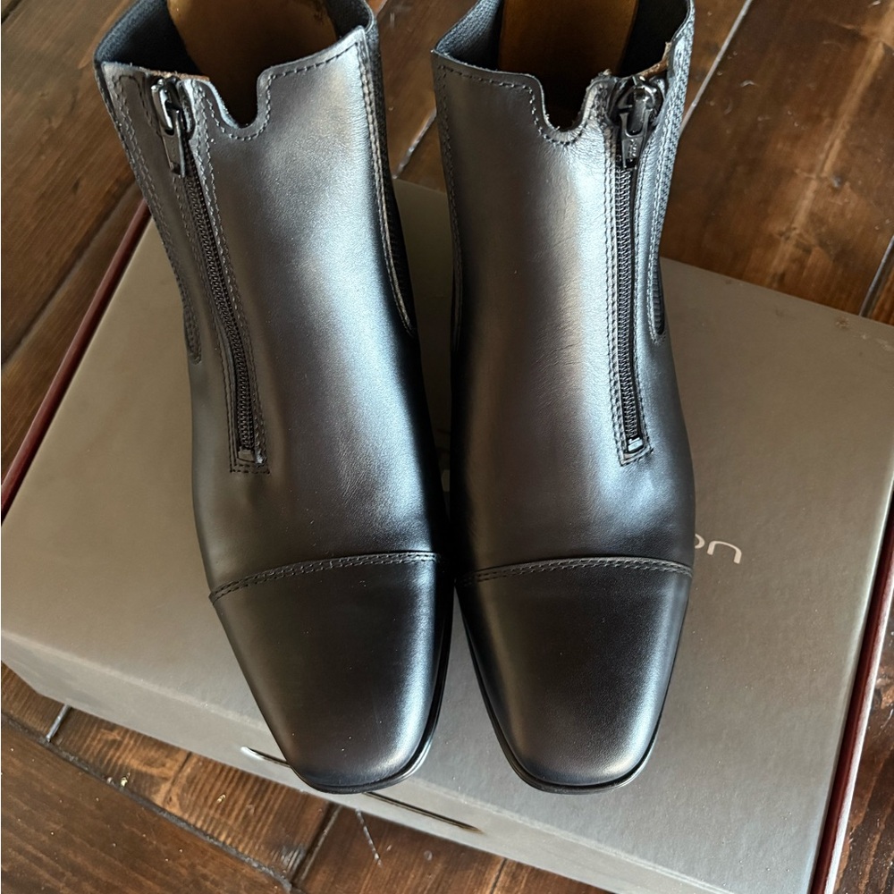 Womens Black Leather Paddock Boots by Parlanti